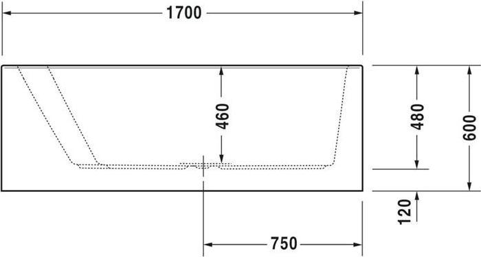 Produktbild Duravit Raumsparbadewanne Paiova 100 x 170 cm wei glatt 700264000000000 (170 l, 170 cm, 100 cm)