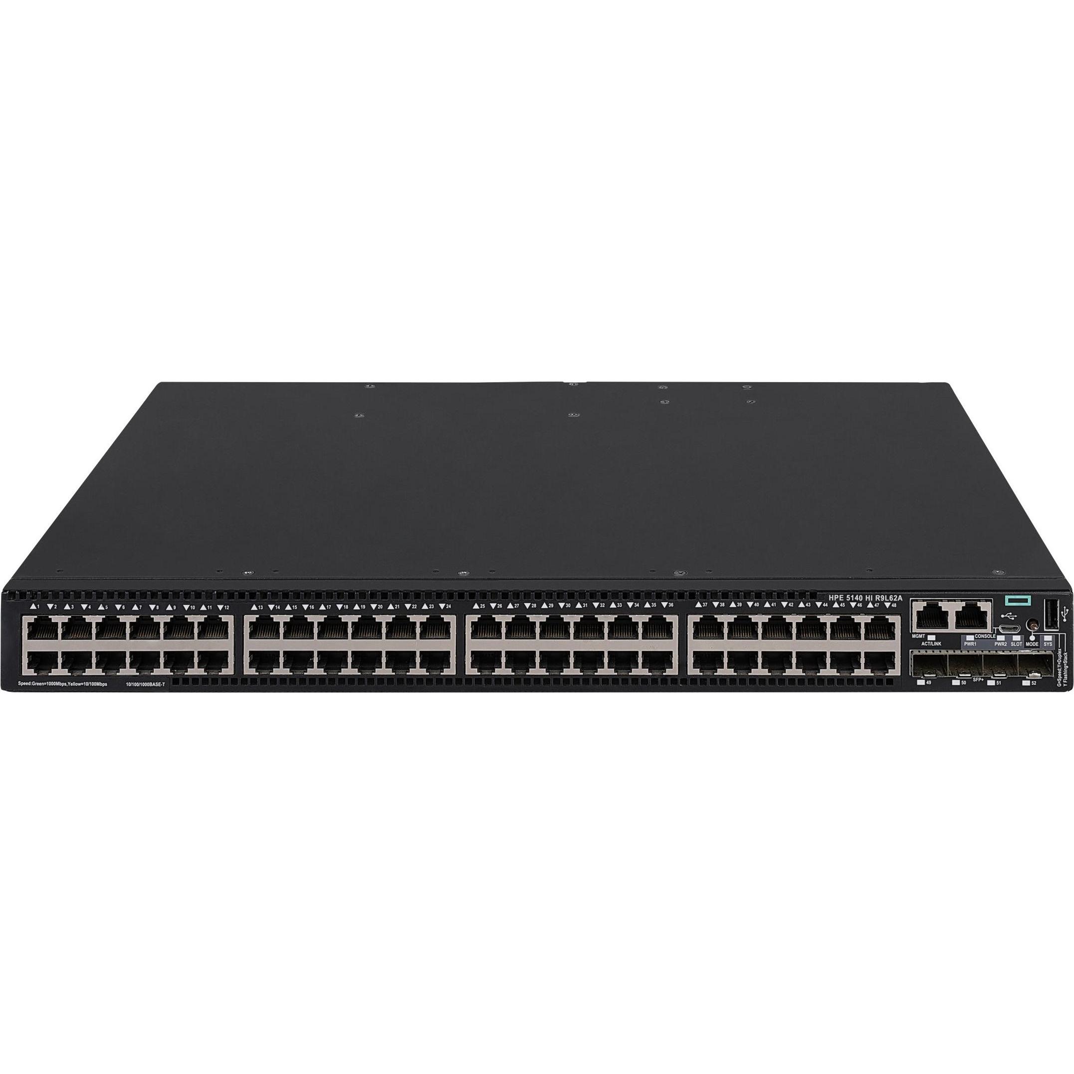 HPE E FlexNetwork 5140 HI Switch 4 SFP+ Ports, 1 Slot, without PSU (48 Ports), Netzwerk Switch, Schwarz