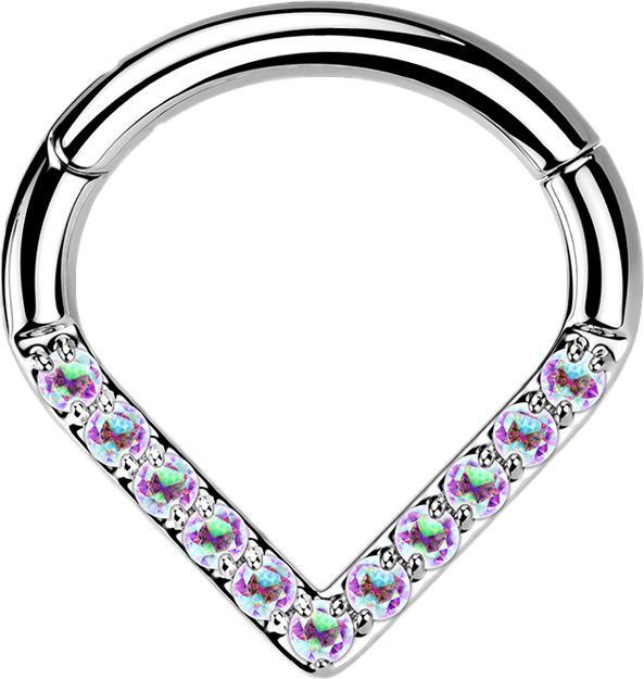 Produktbild Star Piercing Micro Segmentring klappbar Winkel silber Kristalle multicolor (Titan, ohne Messing)