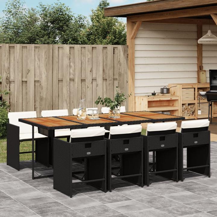 Produktbild vidaXL Gartenmöbel Essgruppe Gartengarnitur Sitzgruppe 9tlg. Schwarz Poly Rattan