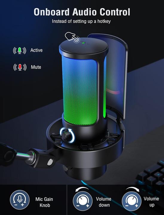 Immagine prodotto Fifine A8PLUS USB Microphone for Recording and Streaming on PC and Mac, with 3 RGB Modes
