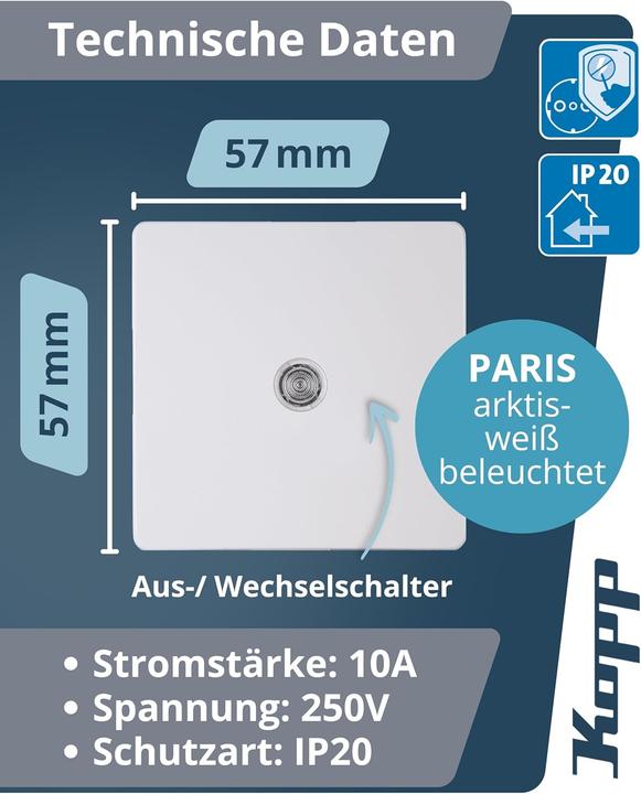 Image du produit Kopp Insert Interrupteur Paris Blanc 650693083
