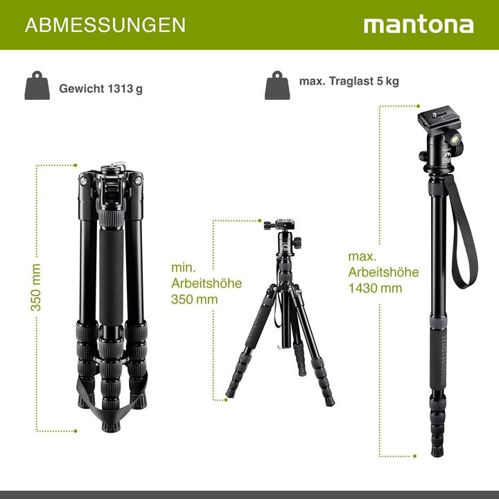 Image du produit mantona DSLM Travel noir Trépied de voyage (Métal)