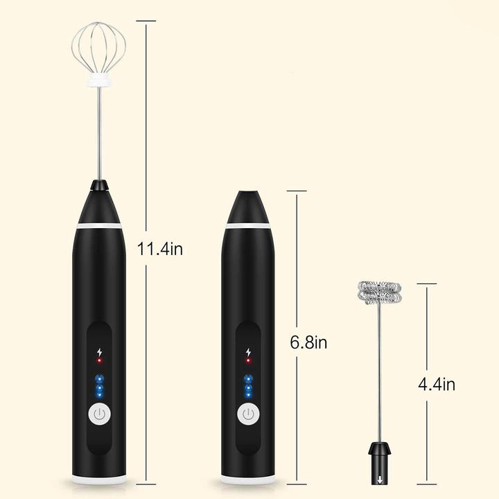 Produktbild Esmée USB Milchaufschäumer Set 3-fach Handmixer wiederaufladbar für Kaffee/ Milch/ Ei Schwarz