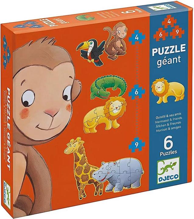 Immagine prodotto Djeco Puzzle gigante Uistitì e amici 4/6/9 pezzi (6 pezzi)