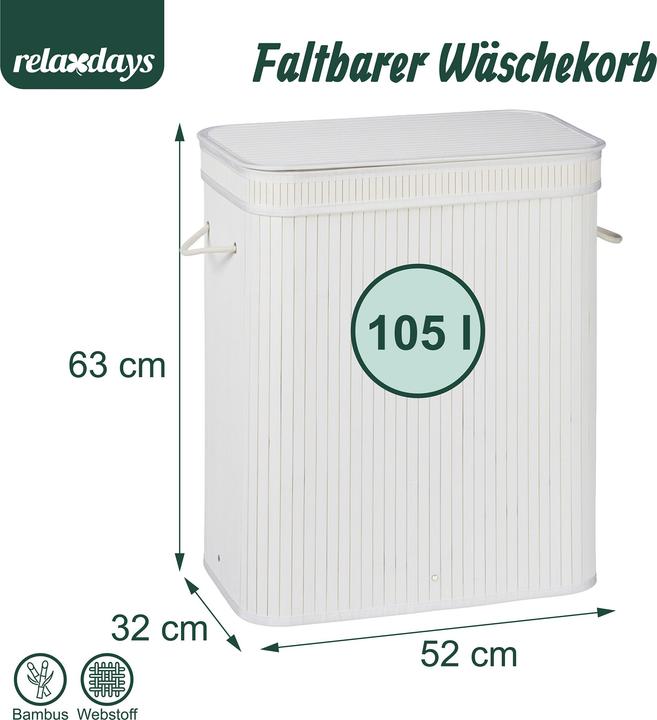 Actual product image Relaxdays Bamboo laundry bin (105 l)