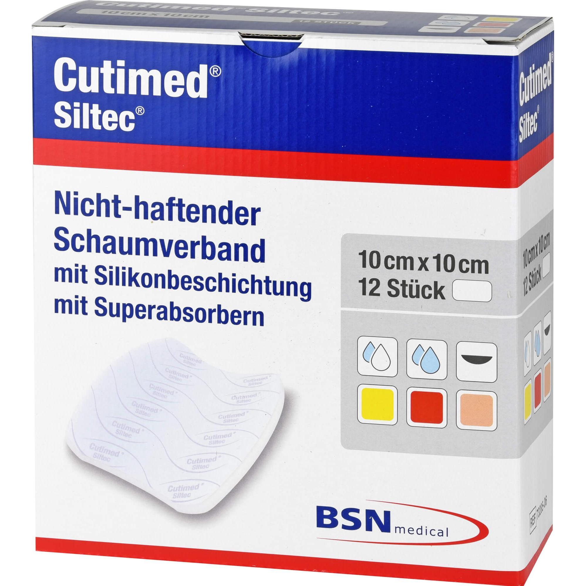 BSN, Verbandsmaterial, Cutimed Siltec 10x10cm, 12 St KOM