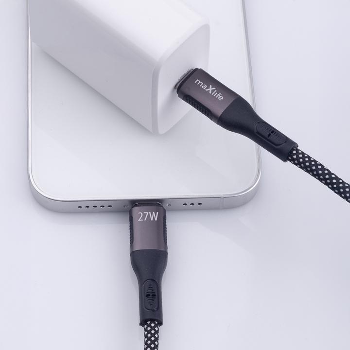 Actual product image Maxlife MXUC-11 magnetic cable USB-C - Lightning 1,0 m 27W black nylon (1 m, USB 3.2 Gen 1, 27 W)