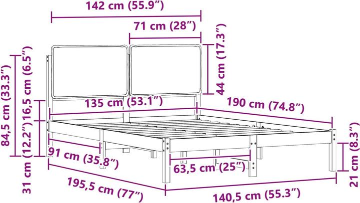 Image du produit vidaXL Bettrahmen (135 x 190 cm)