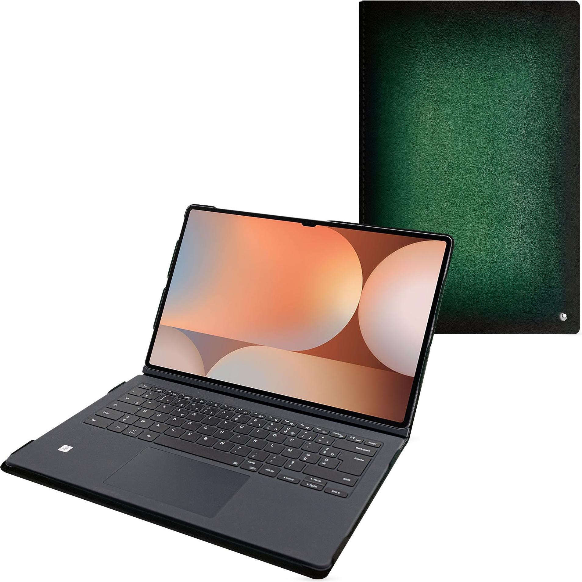 Noreve Samsung Galaxy Tab S10 Ultra Ledertasche kompatibel Book Cover Keyboard (Galaxy Tab S10 Ultra), Tablet Hülle, Grü...