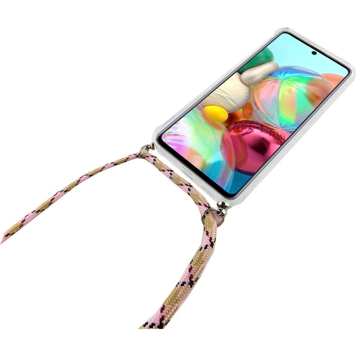 Thumbnail - König Design Handykette für Samsung Galaxy A71 mit Band Case zum umhängen Kordel Etui Rosa, Handykette, Transparent