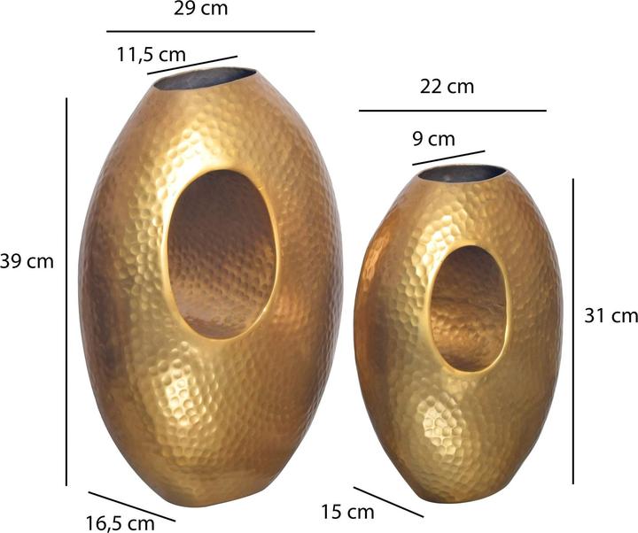 Produktbild FineBuy Tischvase 2er Set FB65114 Aluminium Gold (2x)