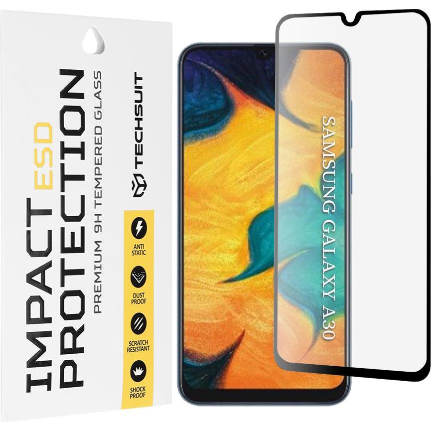 Techsuit - ESD Glass - Samsung Galaxy A30 / A50 / A20 / A30s / A50s / M21 / M31 / M30s / M30 - Black (1 pz., Samsung Galaxy A20, Samsung Galaxy A30, S