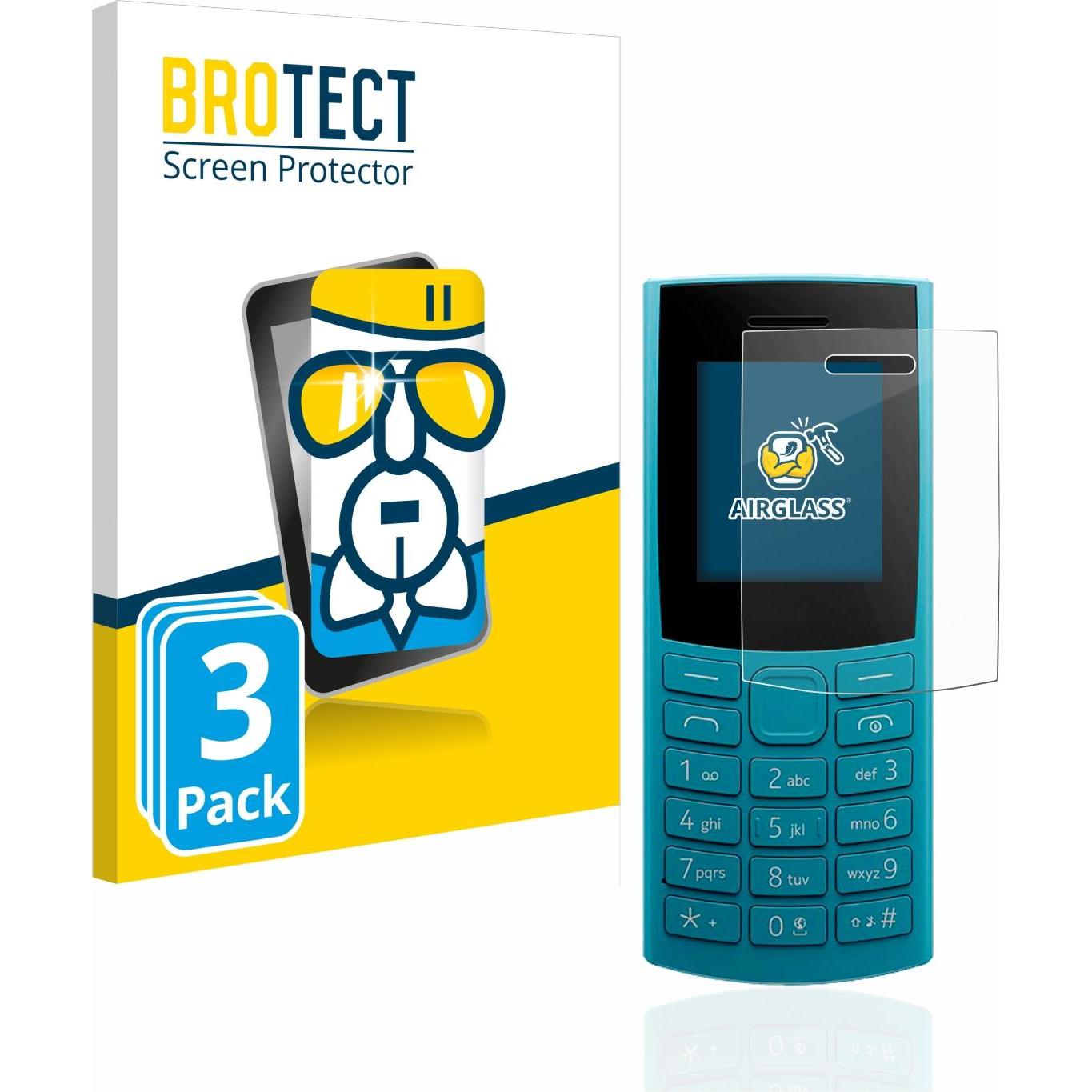 BROTECT AirGlass Panzerglasfolie (3 Stück, Nokia 110 4G (2023)), Smartphone Schutzfolie, Transparent