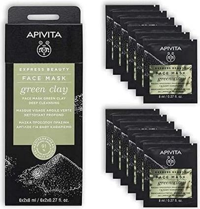 Image du produit Apivita Beauty Express Masque visage purifiant en profondeur à l'argile verte 2x8ml (16 ml)