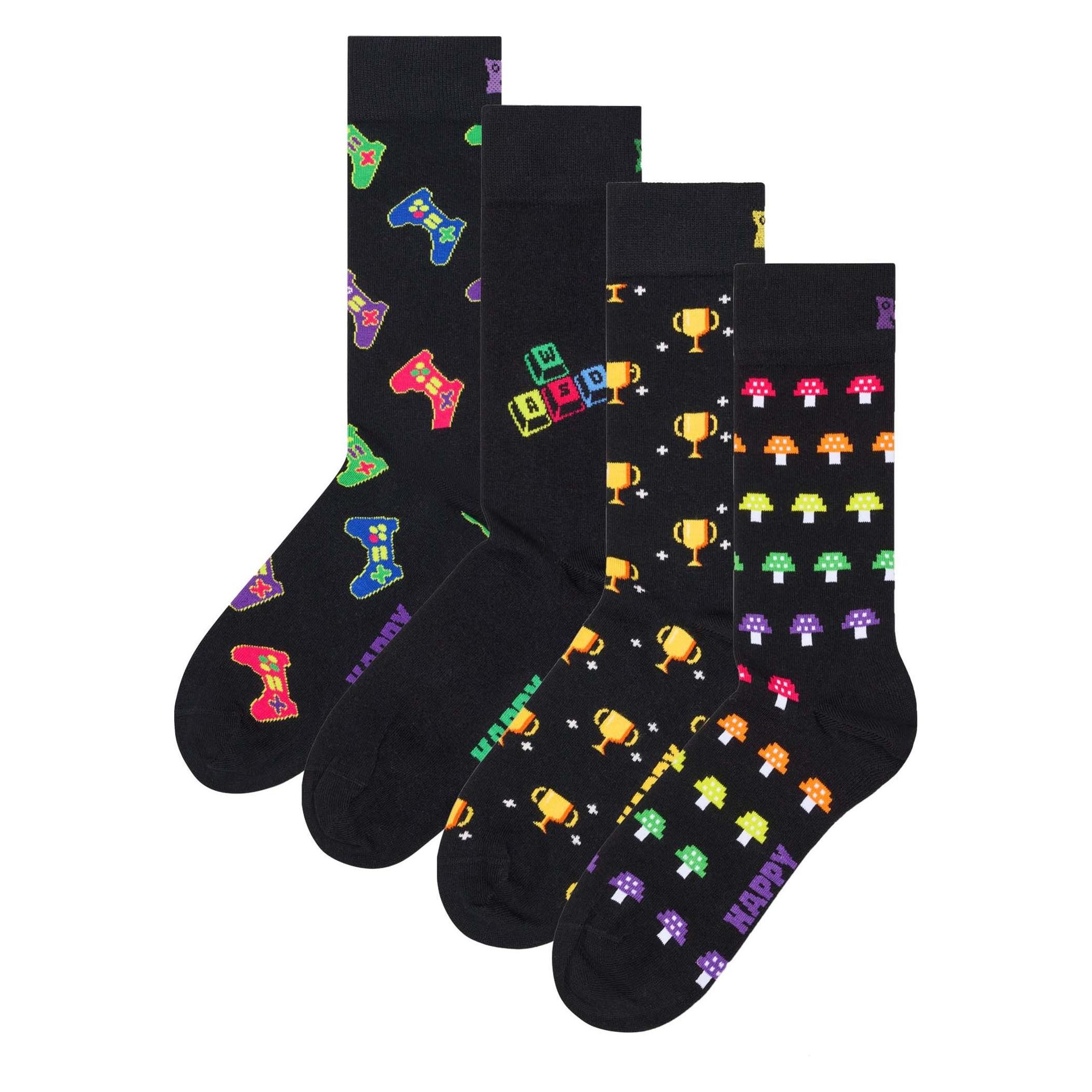 Happy Socks, Damen, Socken, Gamer Socks, Mehrfarbig, (4er Pack, 36 - 40)