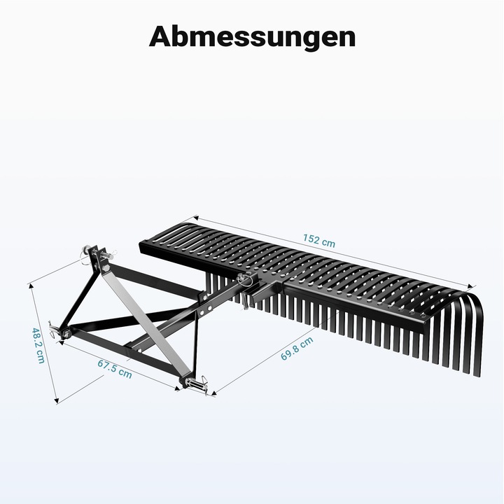 Produktbild Wiltec Rasentraktor Heuharke 152cm Heurechen Rechen Laubrechen Gartenrechen