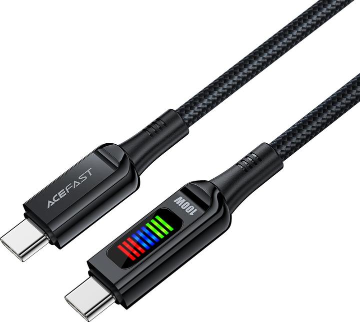 Produktbild Acefast C7-03 USB-C USB-C 100 W 1,2 m Kabel mit Display – Schwarz (1.20 m, 100 W)