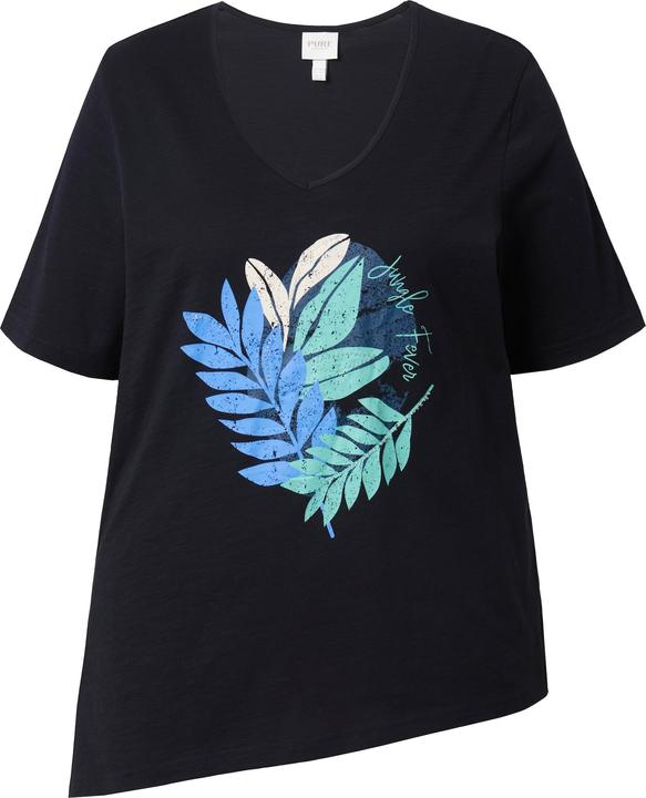 Immagine prodotto Ulla Popken T-shirt in cotone biologico con perline, scollo a V e mezze maniche (50, 52)