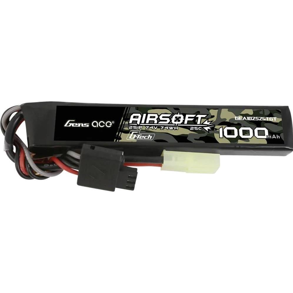 Thumbnail - Gens Ace G-Tech 25C 1000mAh 2S1P 7.4V Airsoft Gun Lipo Battery with mini Tamiya Plug (7.40 V, 1000 mAh)