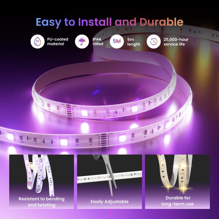 Immagine prodotto SwitchBot LED Strip Light 3 (Bianco, Bianco caldo, Bianco freddo, RGB, 500 cm, Interno)