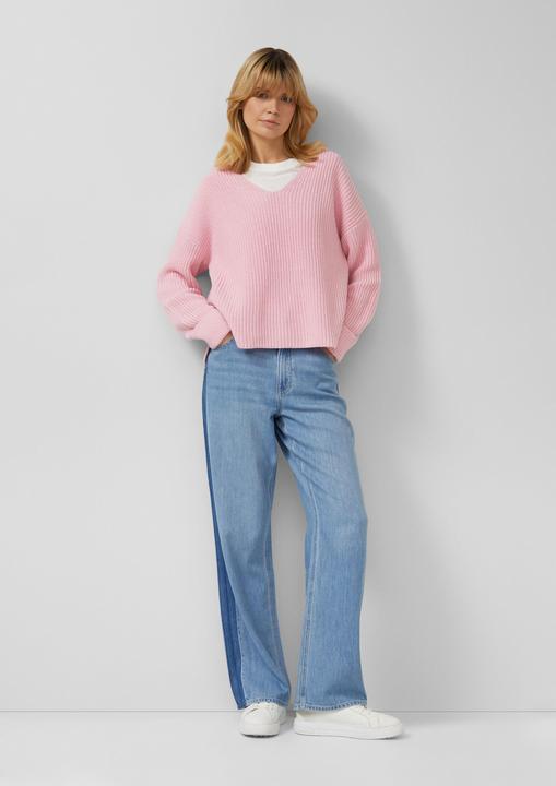 Produktbild s.Oliver Strickpullover Grobstrickpullover mit V-Ausschnitt im Relaxed Fit (40)