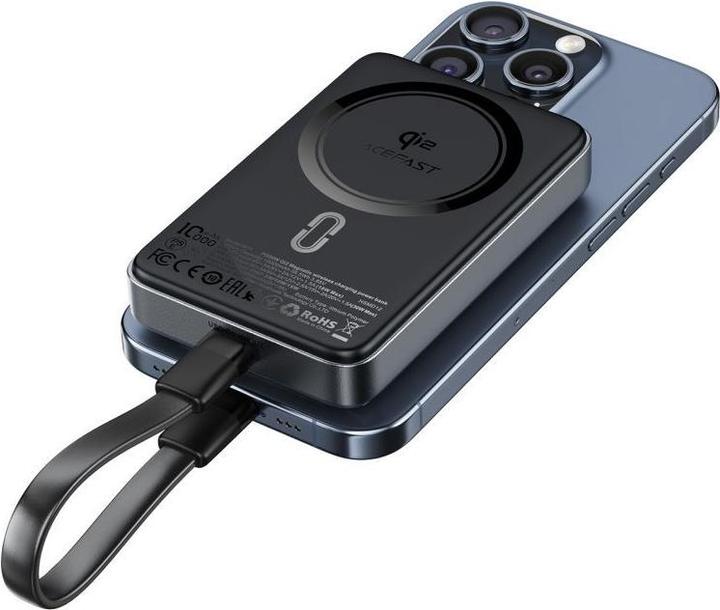 Actual product image Acefast M11-10000 30W Qi2 Magnetic Power Bank with MagSafe - Black (10000 mAh, 30 W, 37 Wh)