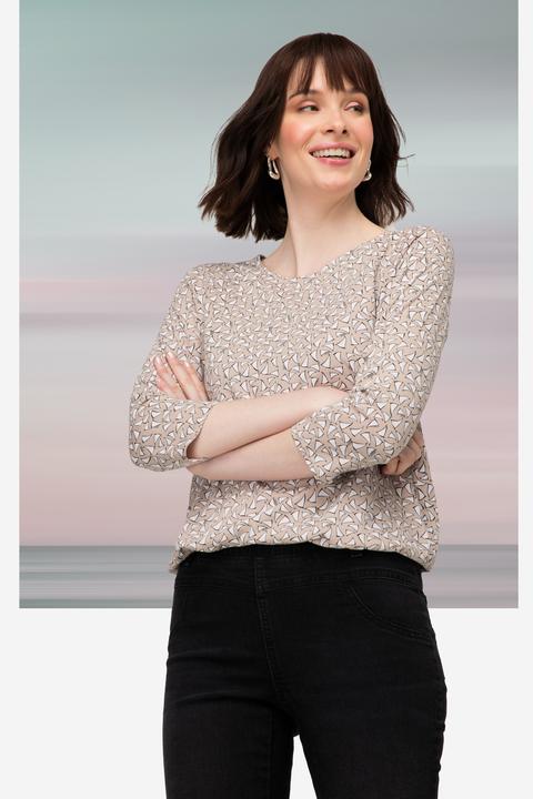 Immagine prodotto Laurasøn T-Shirt, Minimal Print, Rundhals,3/4-Ärmel, elastischer Saum (XL)