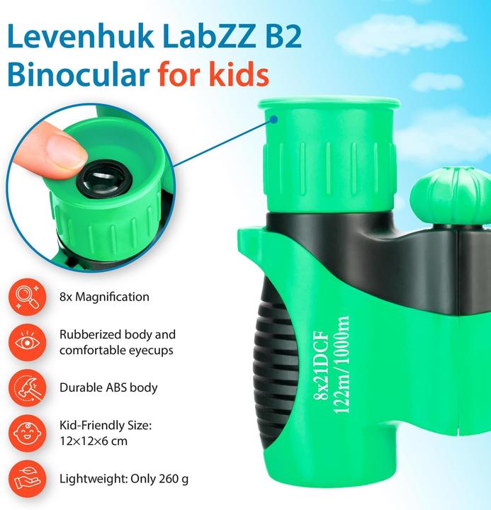 Immagine prodotto Levenhuk Kinderfernglas LabZZ B2 mit 8X Vergrösserung (8x, 21 mm)