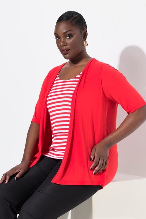 Produktbild Ulla Popken 2-in-1-Shirt, Ringel, Rundhals, Halbarm (56)