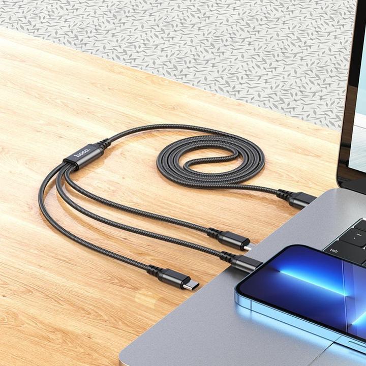 Actual product image Hoco X76 3 in 1 Charging Cable (1 m, USB 3.2 Gen 1)