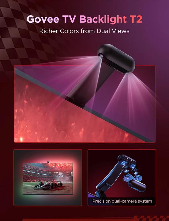 Productafbeelding Govee Envisual TV Backlight T2, RGBIC, WiFi, BT (RGBIC, 360 cm, Interieur)