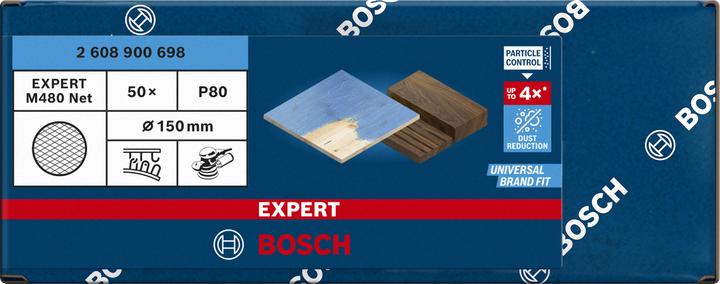 Actual product image Bosch Professional Zubehör EXPERT M480 Sanding net for random orbital sander, 150 mm, G 80, 50 pieces (80 degrees)