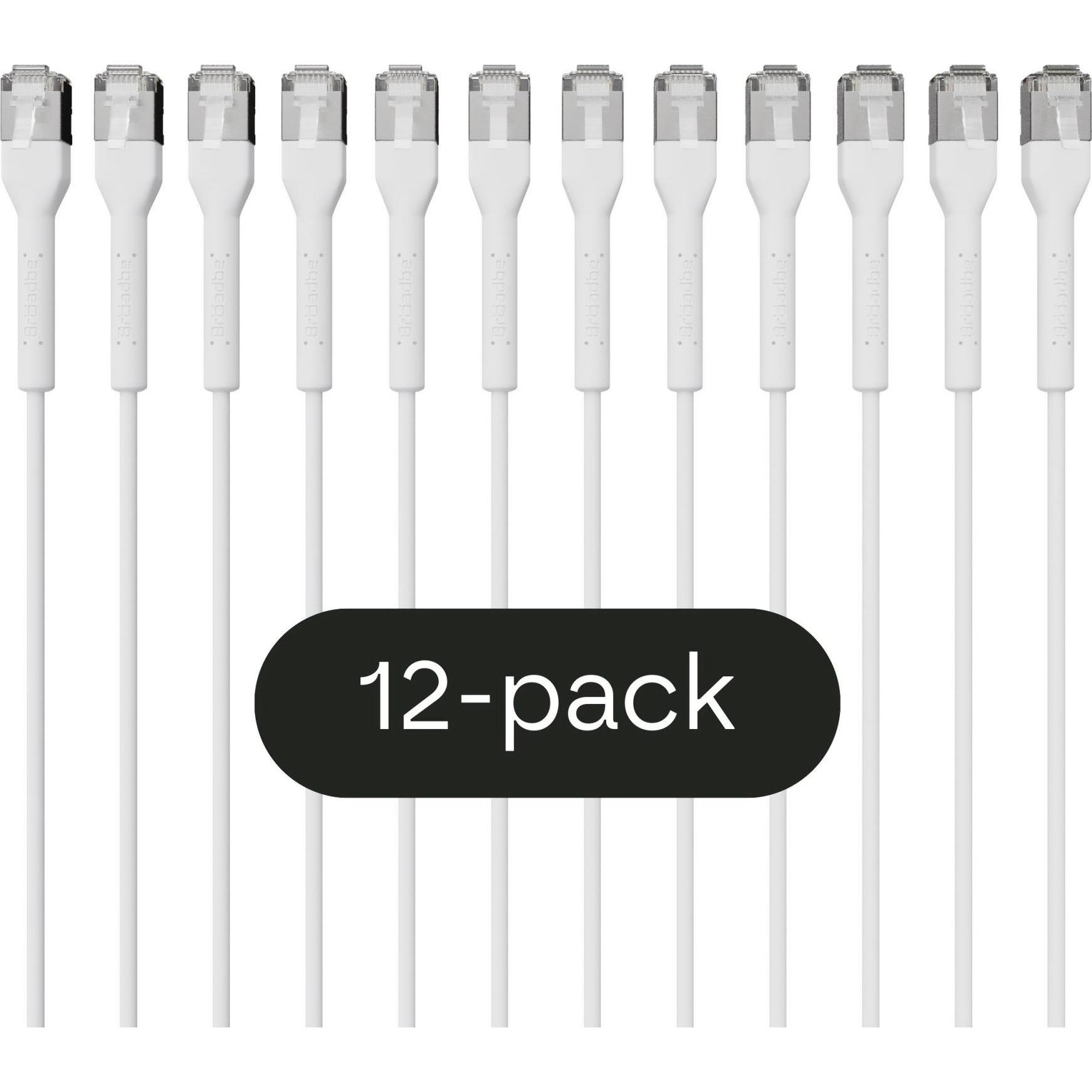 Broadbe Slim Patch Cable 10G White 2m 12-pack Cable-Patch-Cat6A-WT-2M-Slim-12 (CAT6a, 2 m), Cavo di rete