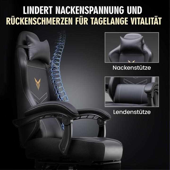 Actual product image Gtplayer Ergonomic Gaming Chair with Footrest and Adjustable Headrest