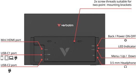 Produktbild Verbatim Portable 15.6 FHD Monitor LIGHT (1920 x 1080 Pixel, 15.60")