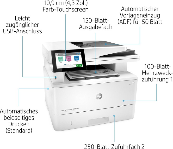 Image du produit HP LaserJet Enterprise MFP M430f (Laser, Noir et blanc)