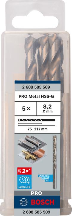 Actual product image Bosch Professional Zubehör PRO Metal HSS-G twist drill, 8.2 x 75 x 117 mm (8.2 mm)