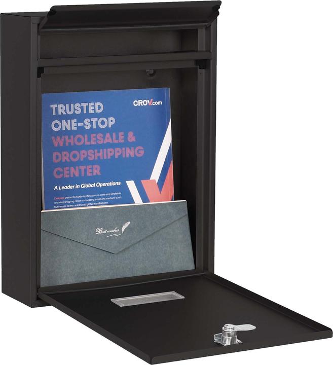 Image du produit Wiltec Boite aux lettres murale Courrier Noir Revêtement par poudre V1