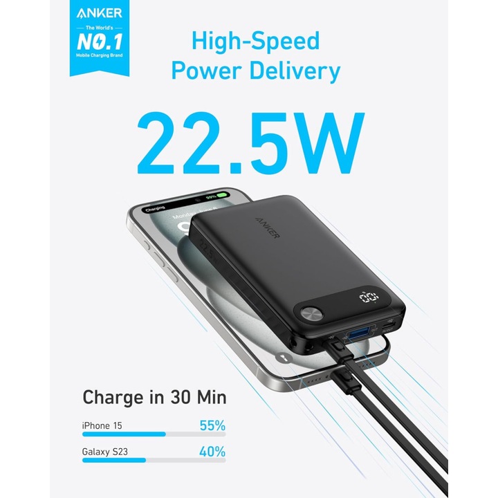 Image du produit Anker Batterie externe USB Powercore - 10000mAh 22,5W (Noir) (10000 mAh, 22.50 W, 22.50 Wh)