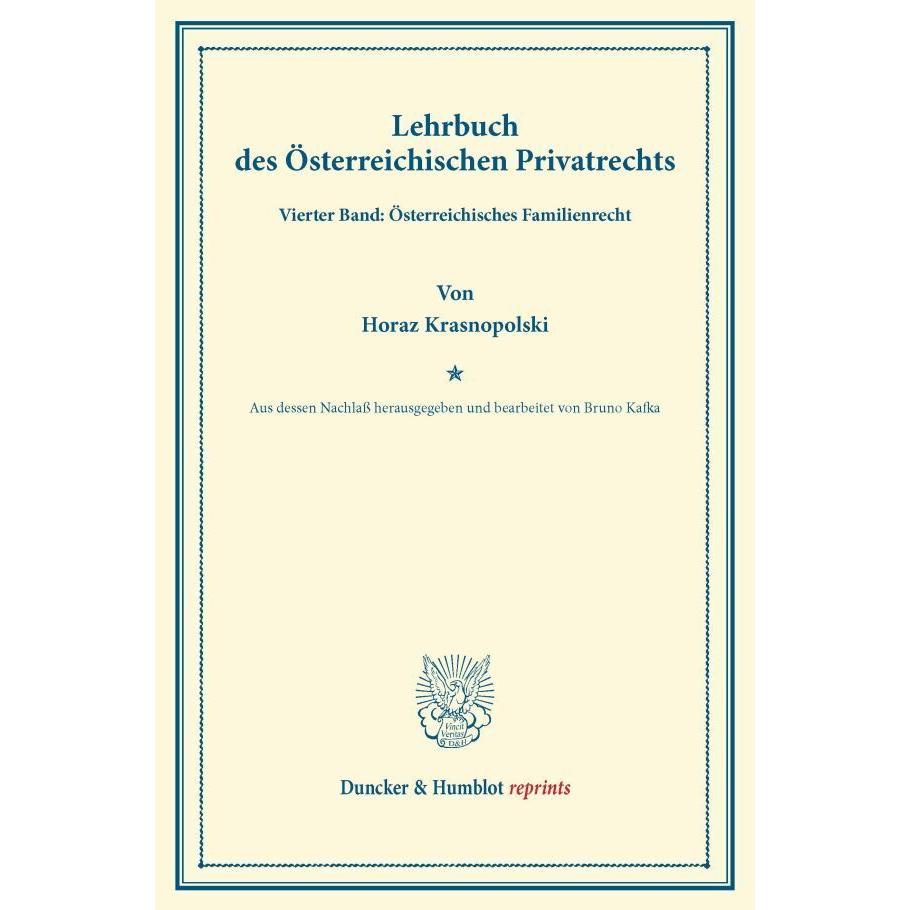 Lehrbuch des Österreichischen Privatrechts., Fachbücher von Horaz Krasnopolski