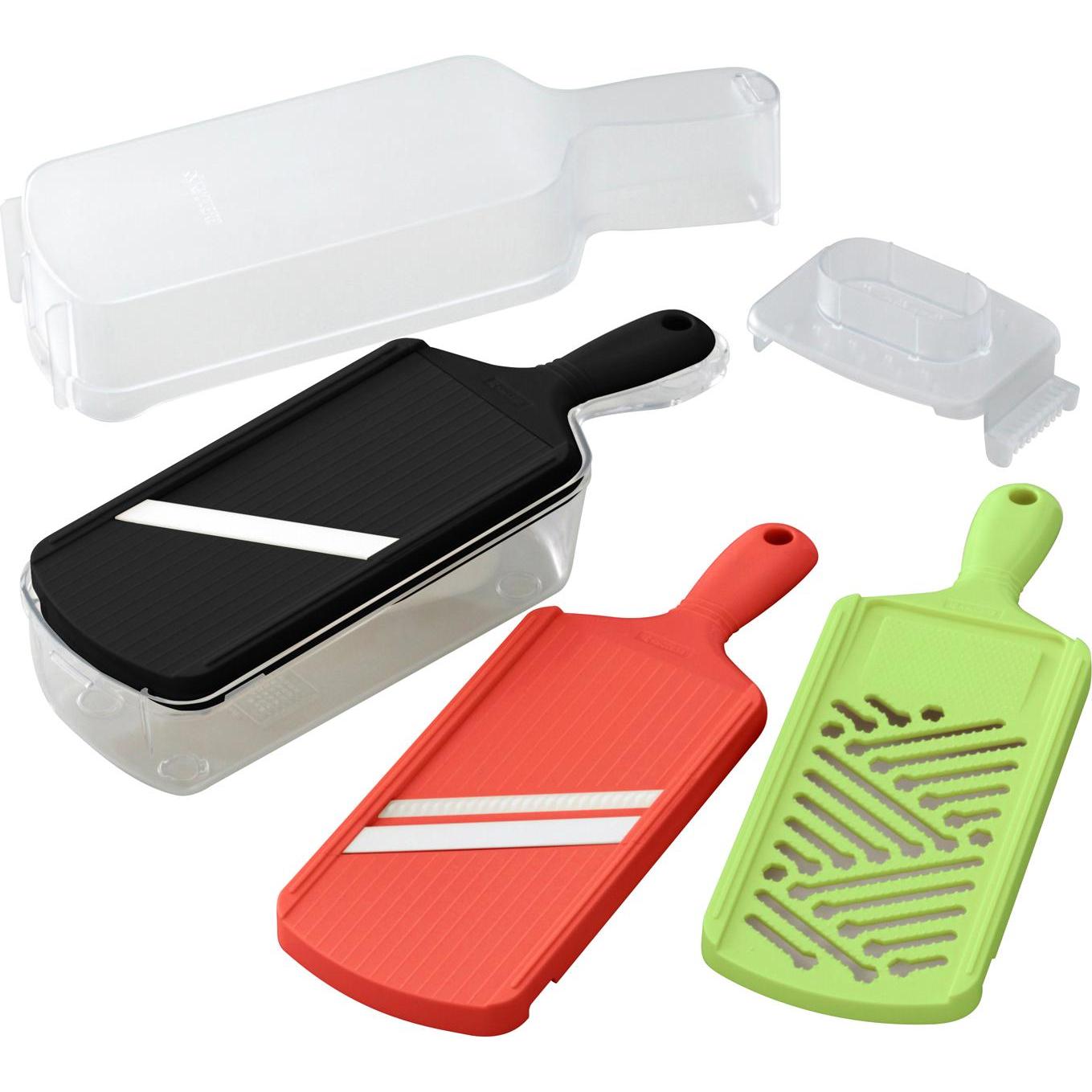 Kyocera Slice&Grate Hobelset, 6-teilig: 2 Hobel, 1 Reibe mit Box, Küchenreibe