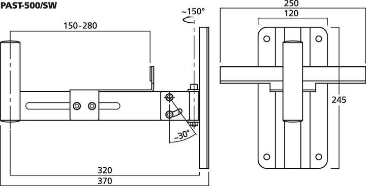 Produktbild Img Stage Line PALautsprecherHalterung Neigbar (1 Stk., Wandmontage, Schwenkbar, Neigbar)