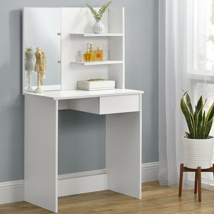 Actual product image Modernhome Modern dressing table, large mirror and shelf (75 x 40 x 141 cm)