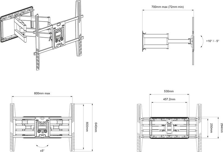 Image du produit Multibrackets Wandhalter 75-110", schwarz, Metall, max 90kg (Mur, 90 kg, 50" - 86")