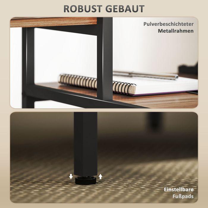 Image du produit Swisshandel24 Schreibtisch Computertisch mit Monitorständer, CPU-Ständer, Druckerablage, Braun