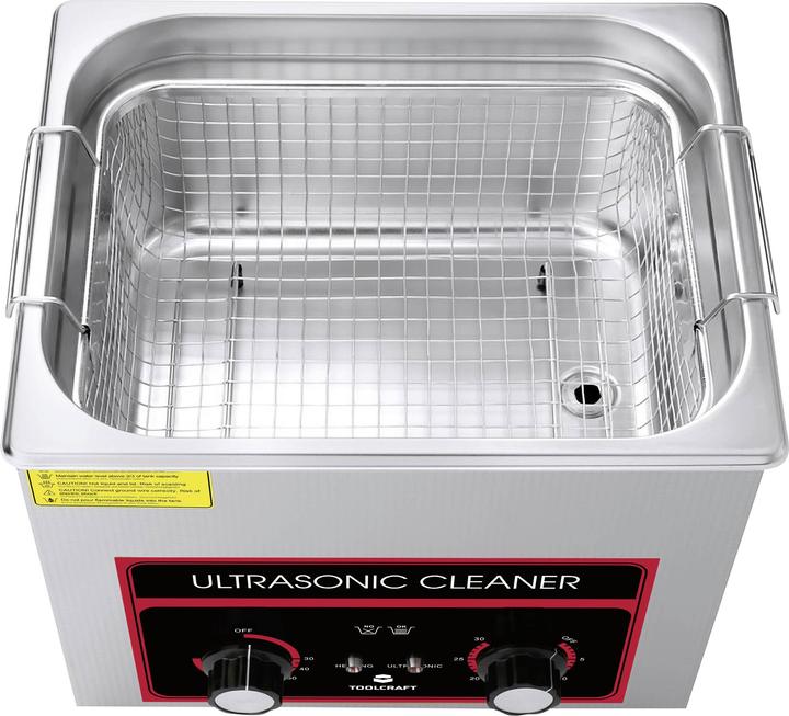 Actual product image Toolcraft Ultrasonic cleaner workshop, jewellery, office supplies 240W 10l with heating, with cleaning co (40 kHz, 10000 ml)