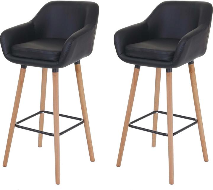 Swisshandel24 2x Malmö Bar Stool Bar stool - imitation leather, black