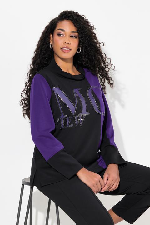 Produktbild Ulla Popken Sweatshirt, Zierstein-Schriftzug, Stehkragen, Langarm (58)