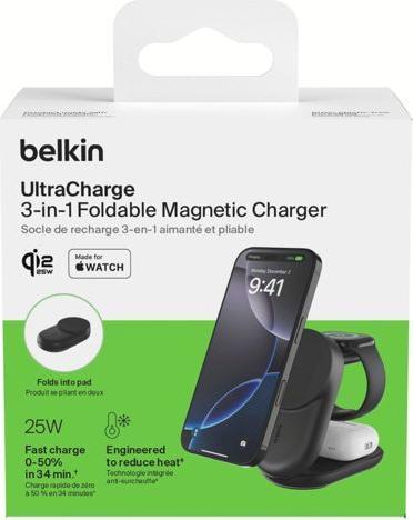 Produktbild Belkin UltraCharge 25 Watt Qi2 Magnetic 3-in-1 Ladestation (25 W)